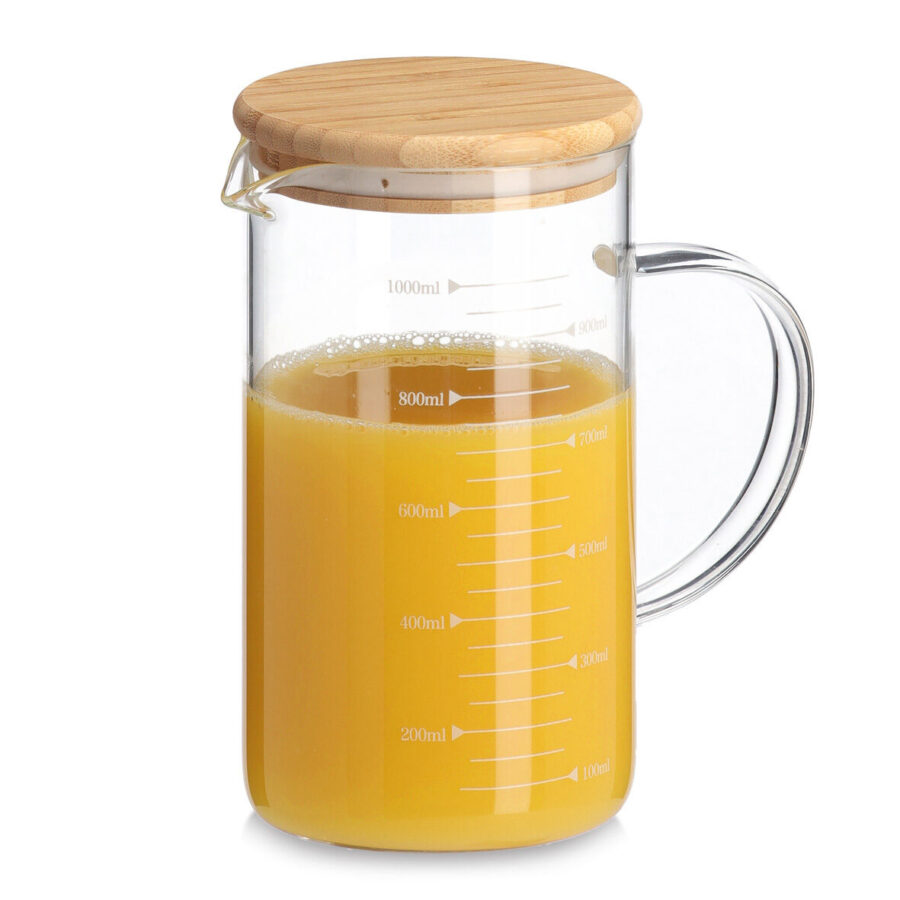 Messbecher mit Bambusdeckel, 1000 ml, Glas