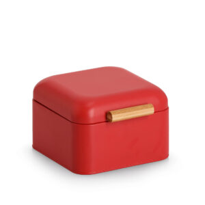 Brotkasten, Metall/Bambus, rot
