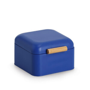 Brotkasten, Metall/Bambus, blau