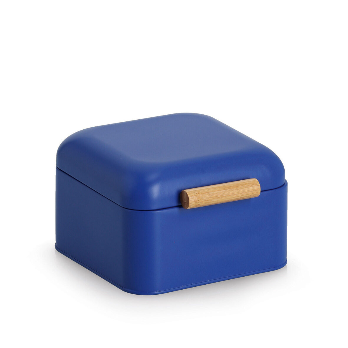 Brotkasten, Metall/Bambus, blau