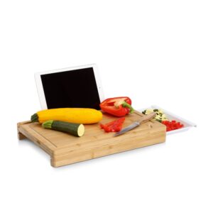 Schneidebrett m. Tablett & Tablet-Halter, Bambus/
