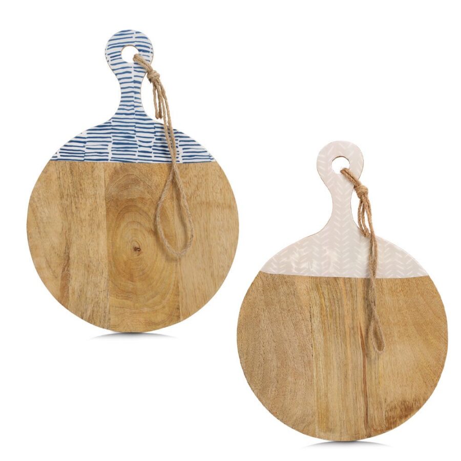 Schneide-/Servierbrett m. Griff, Mangoholz, beige