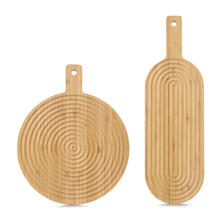 Schneide-/Servierbrett mit Griff "Stripes", Bambus