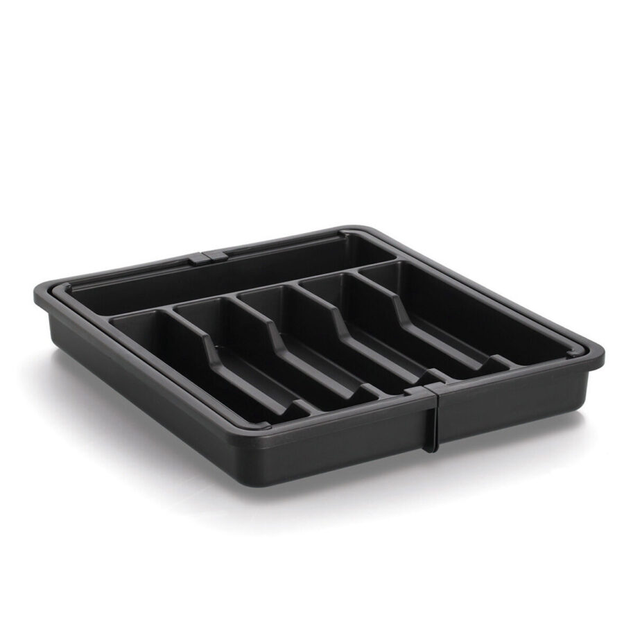 Besteckkasten, ausziehbar, Kunststoff, schwarz