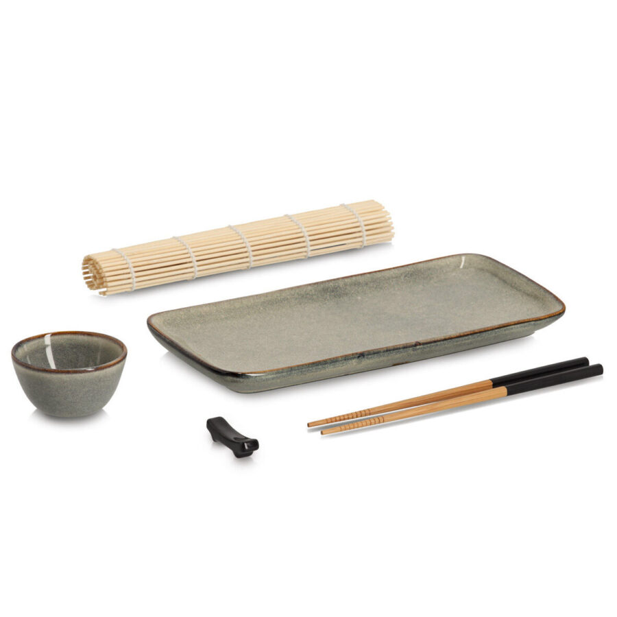 Sushi-Set, 5-tlg., Steingut/Bambus