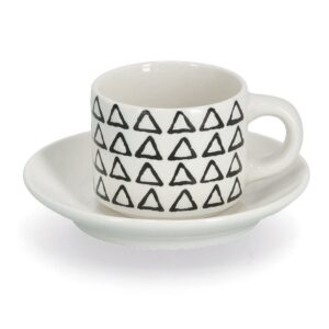 Espresso-Set, 8-tlg., Porzellan, schwarz/weiß