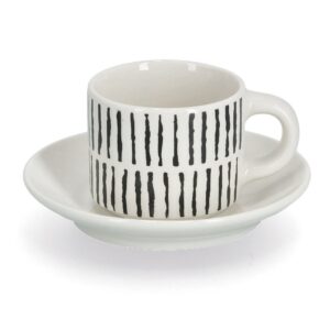 Espresso-Set, 8-tlg., Porzellan, schwarz/weiß