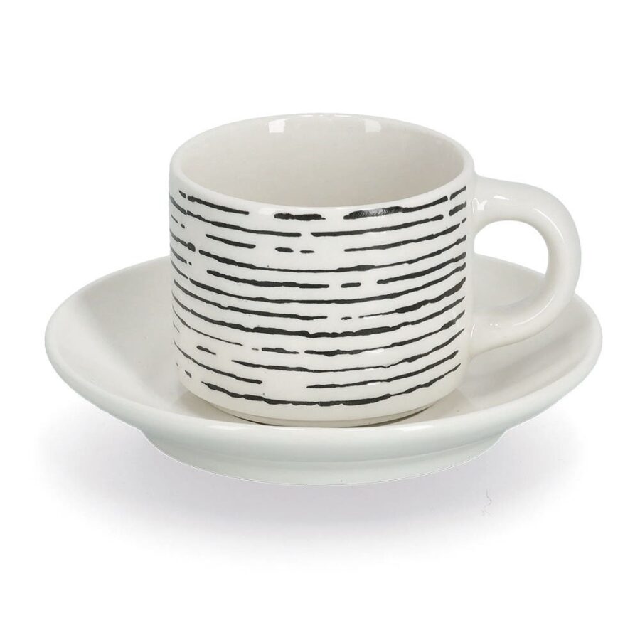 Espresso-Set, 8-tlg., Porzellan, schwarz/weiß