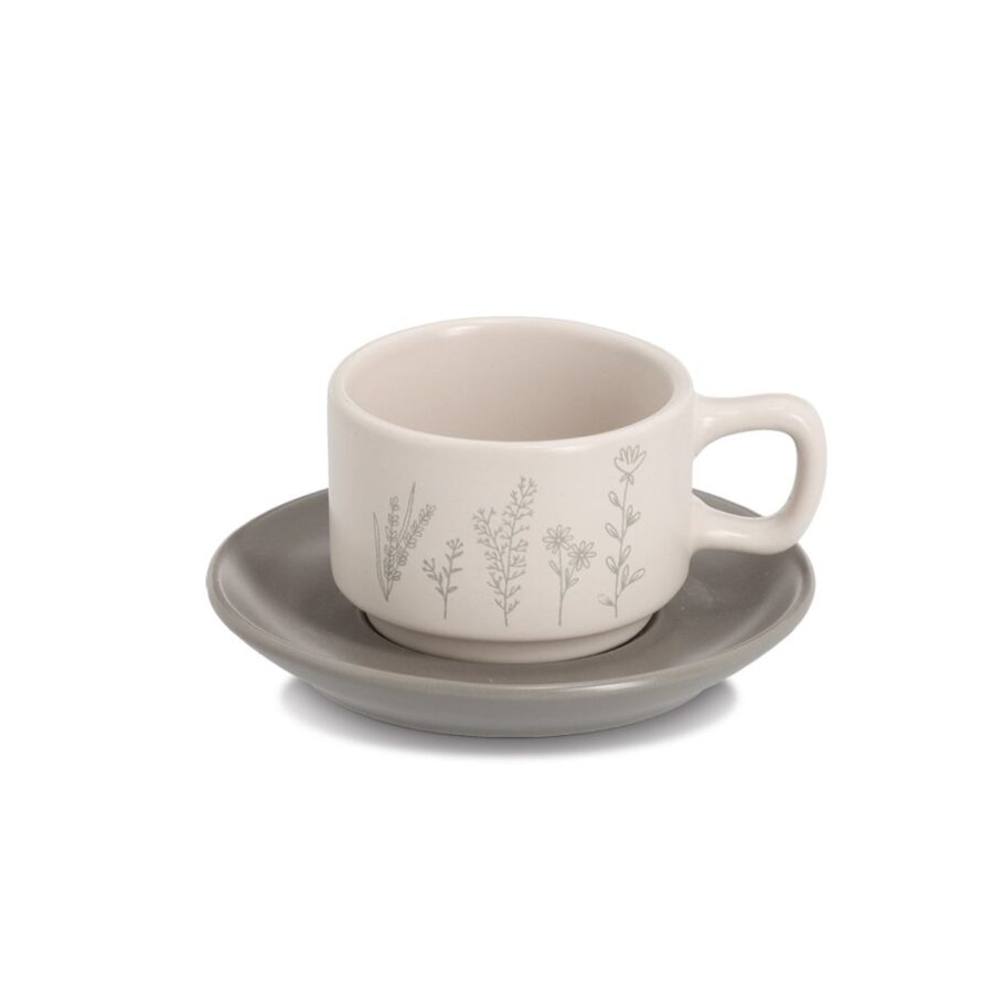 Espresso-Set "Flowers", 8-tlg., Steingut