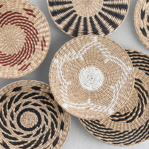 Dekoteller, Papier-/Rohrkolbengeflecht,