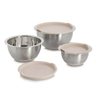 Schüssel-Set mit Deckeln, 3-tlg., Edelstahl/