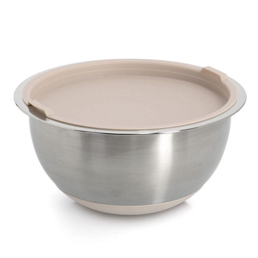 Schüssel-Set mit Deckeln, 3-tlg., Edelstahl/