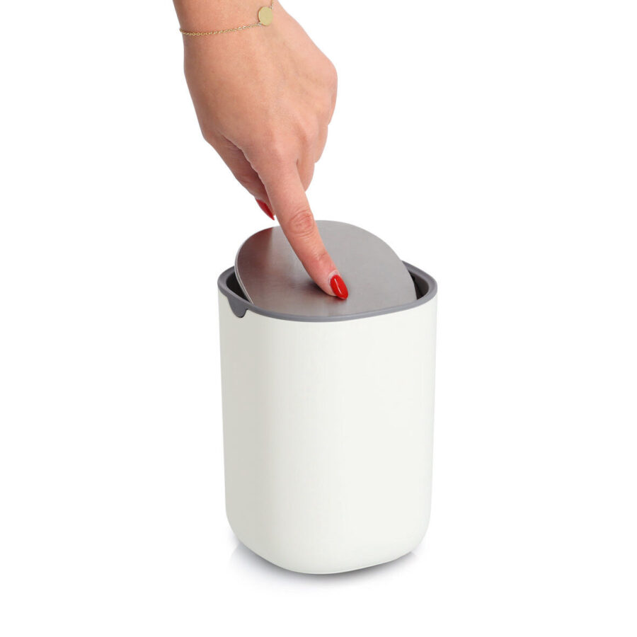 Tischabfalleimer, Kunststoff/Edelstahl, weiß
