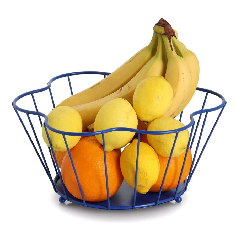 Obstkorb, Metall, blau