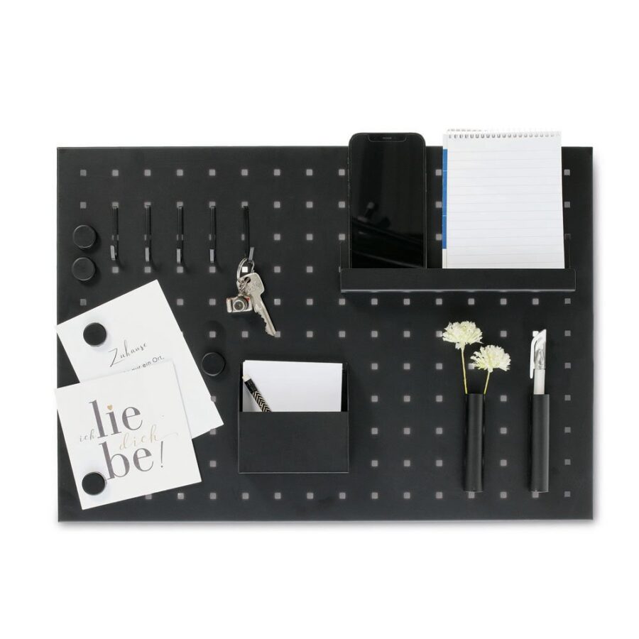 Memoboard m. Utensilien, Metall, schwarz – Ansicht 4