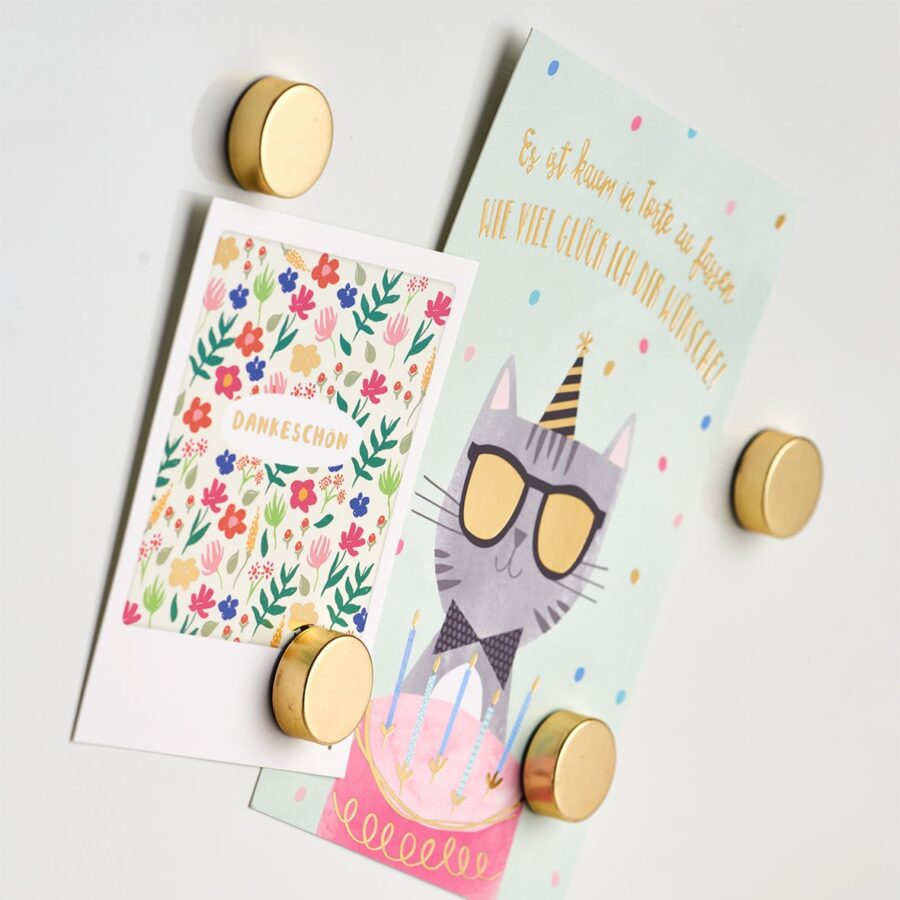 Magnet-Set, 4-tlg., extra stark, Metall, gold – Ansicht 2