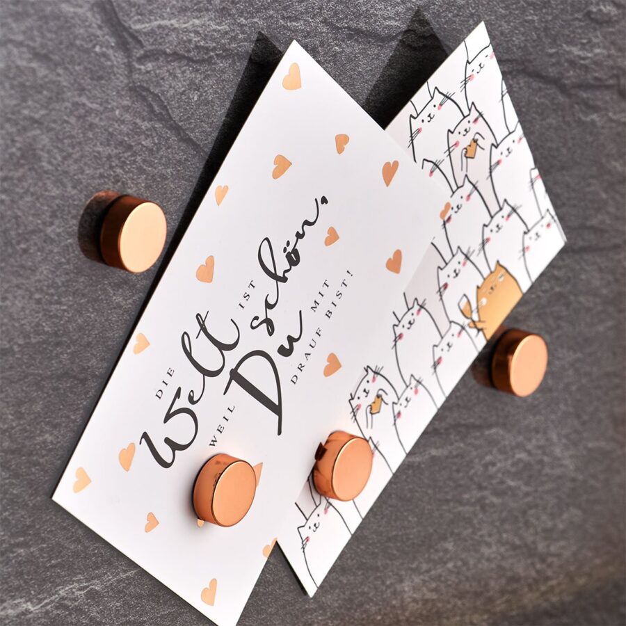 Magnet-Set, 4-tlg., extra stark, Metall, roségold – Ansicht 2