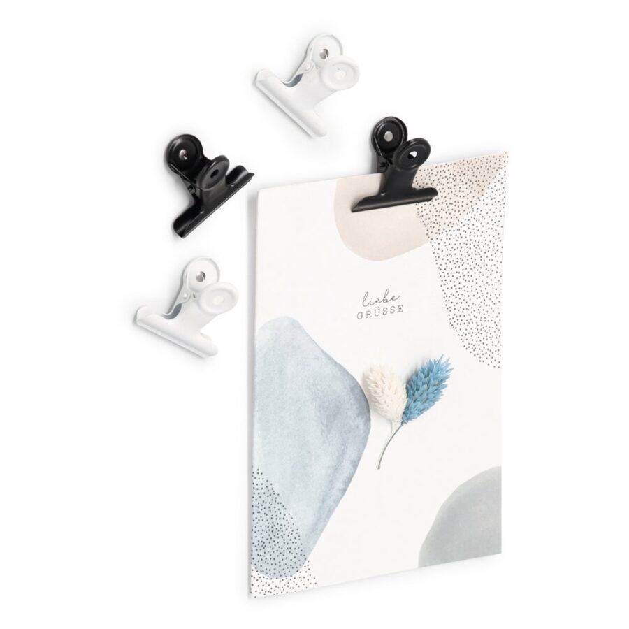 Magnet-Set "Clips", 4-tlg., Metall, schwarz/weiß – Ansicht 3