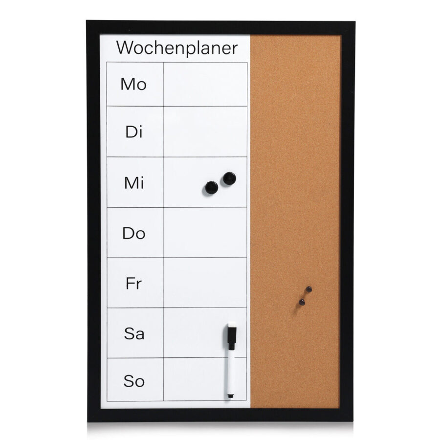Wochenplaner, Kork/Metall/MDF, schwarz