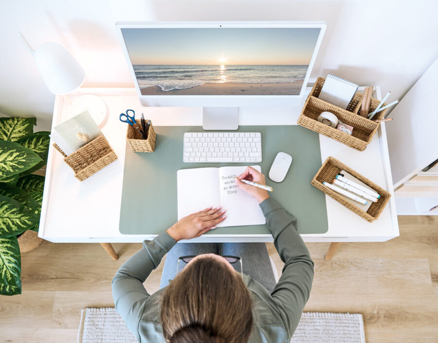 Schreibtischunterlage, Kunstleder, mint – Lifestyle 1