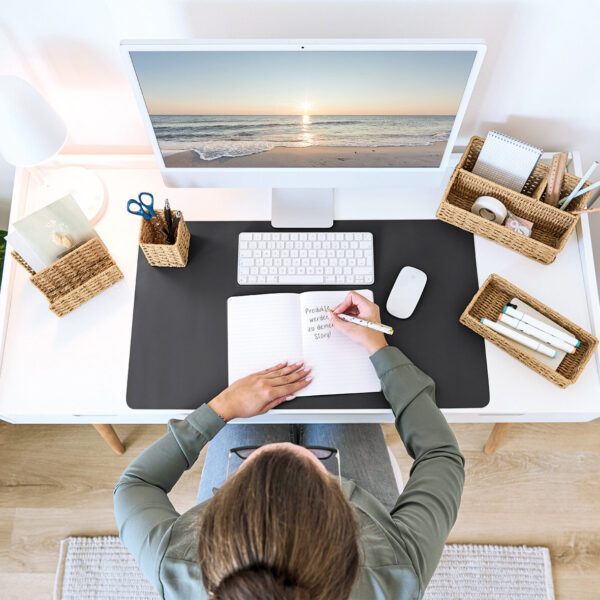 Schreibtischunterlage, Kunstleder, schwarz – Lifestyle 1