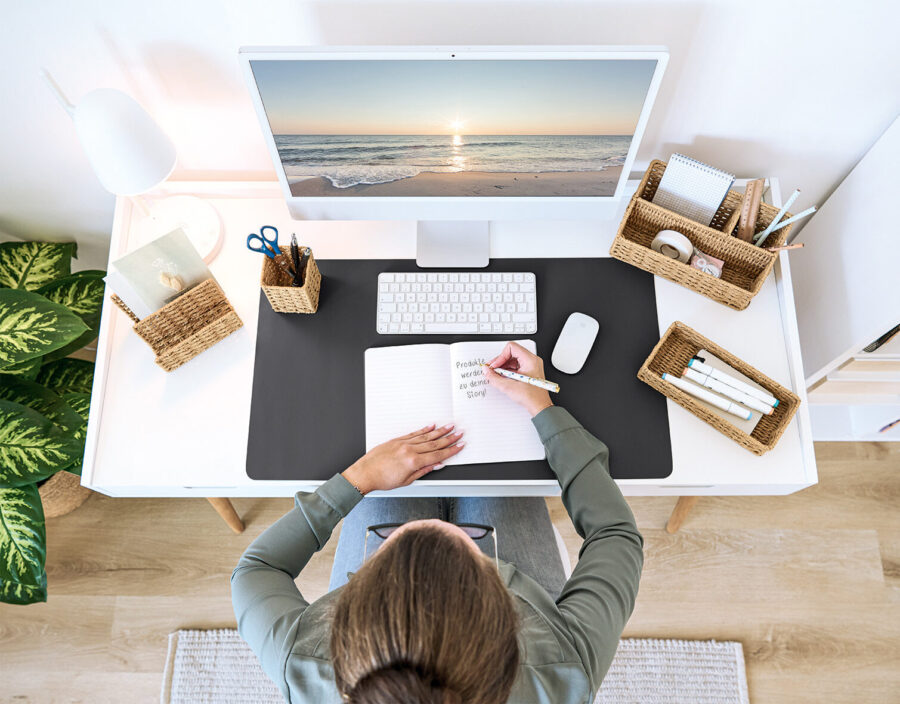 Schreibtischunterlage, Kunstleder, schwarz – Lifestyle 1