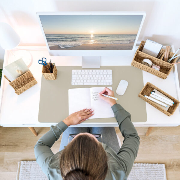 Schreibtischunterlage, Kunstleder, creme – Lifestyle 1