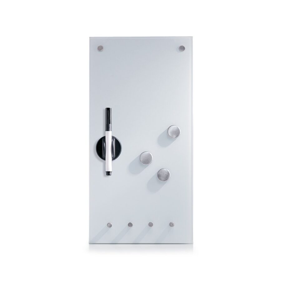 Memoboard m. Haken, Glas, weiß