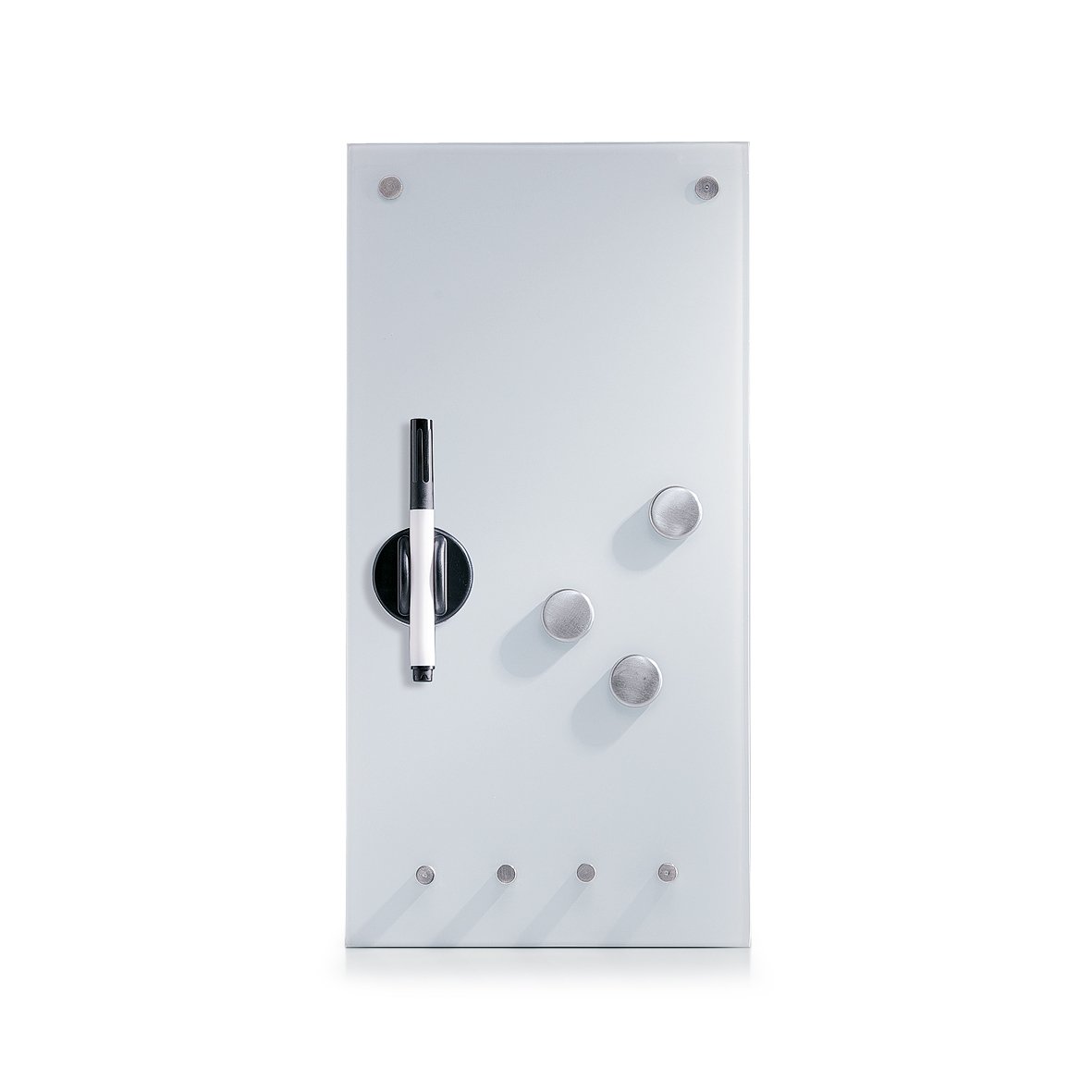 Memoboard m. Haken, Glas, weiß