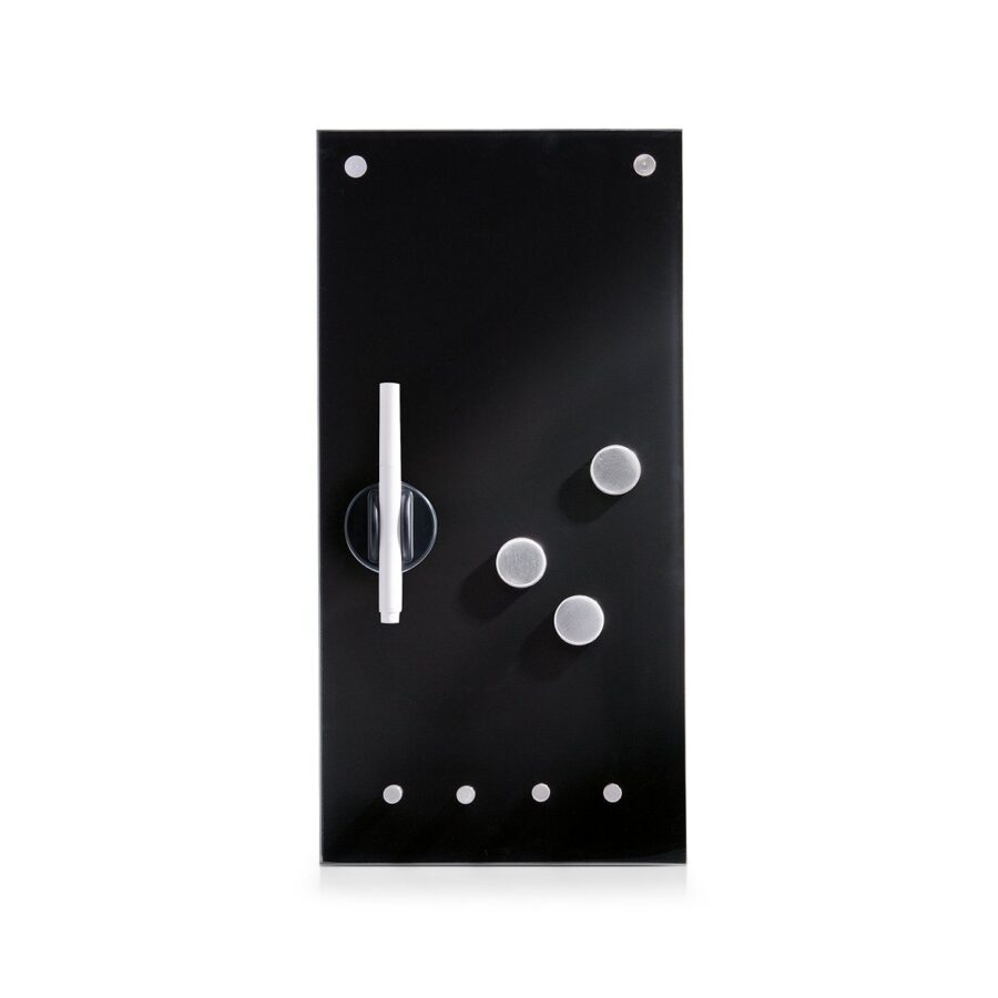 Memoboard m. Haken, Glas, schwarz