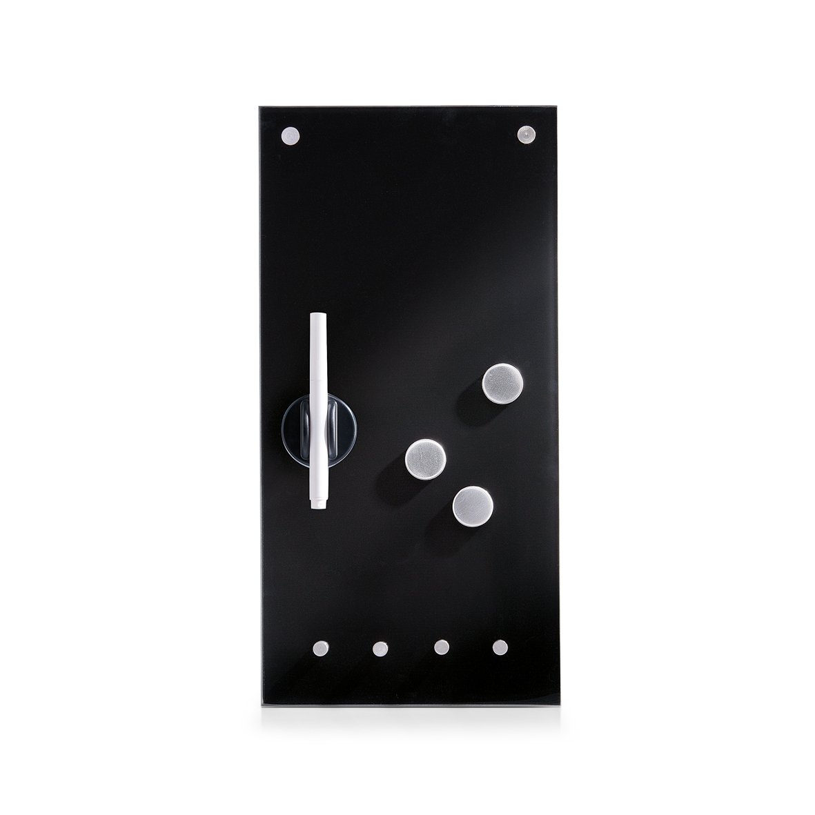 Memoboard m. Haken, Glas, schwarz