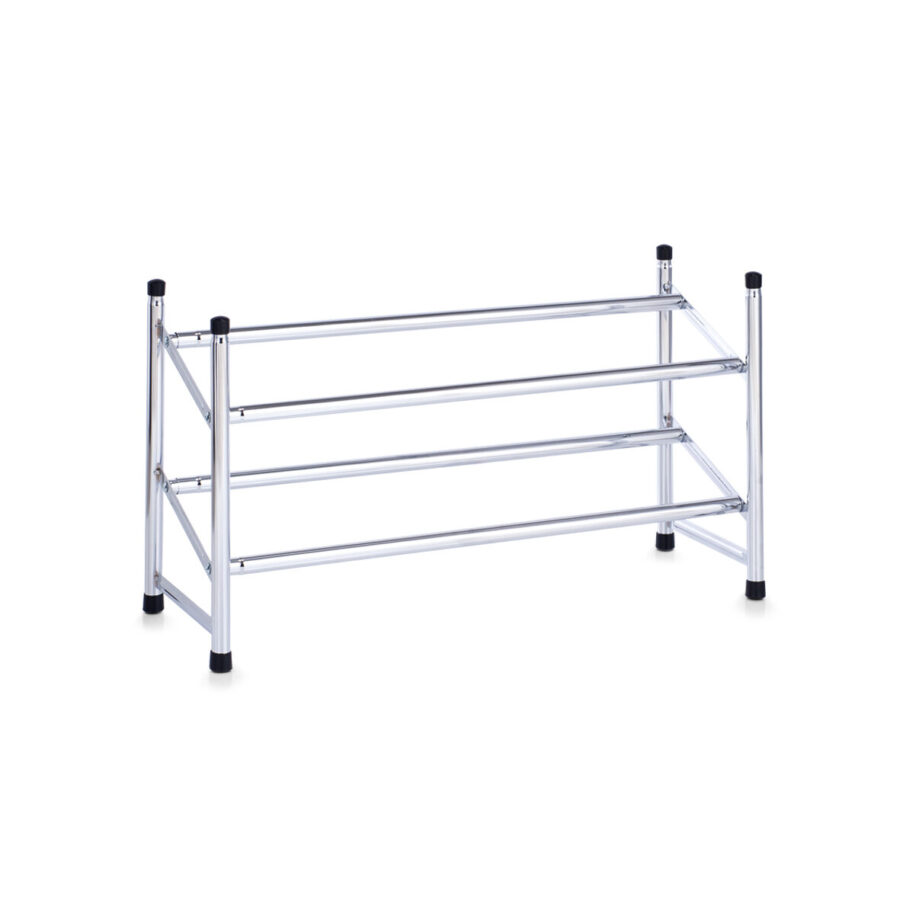 Schuhregal m. 2 Ablagen, Metall verchromt