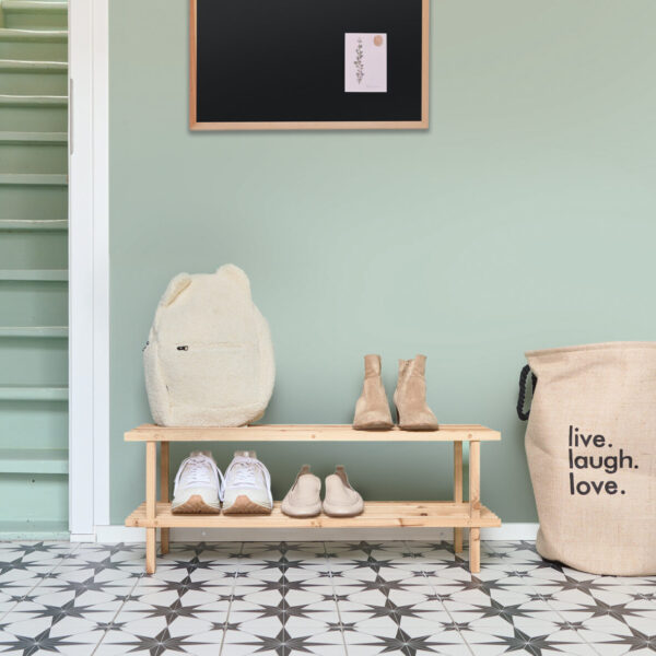 Schuhregal m. 2 Ablagen, Kiefer – Lifestyle 1