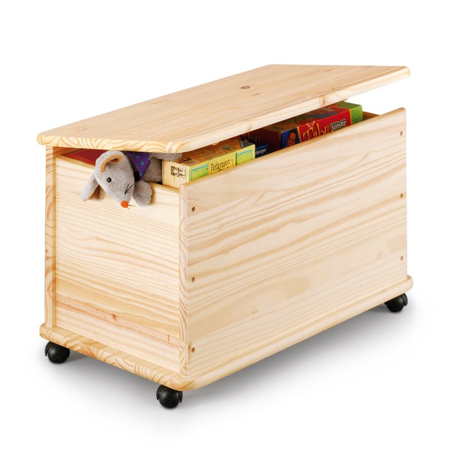 Aufbewahrungstruhe mit Rollen, Kiefer – Ansicht 2