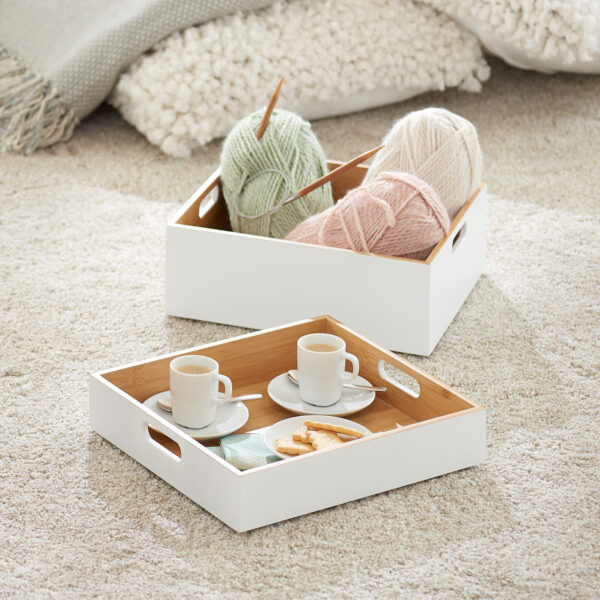 Aufbewahrungskiste, Bambus, weiß – Lifestyle 1