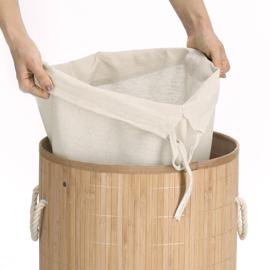 Wäschesammler, Bambus/Canvas – Ansicht 2