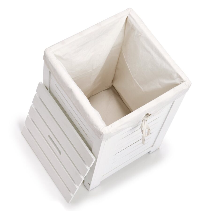 Wäschesammler, Holz/Canvas, weiß lackiert – Ansicht 2