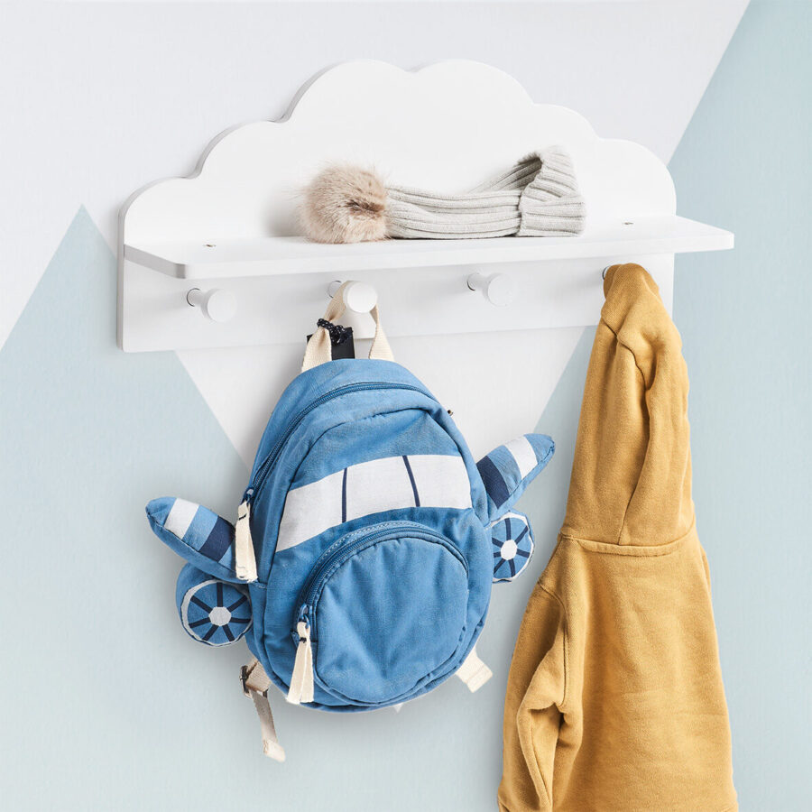 Kinder-Wandgarderobe 'Wolke', MDF, weiß – Lifestyle 1