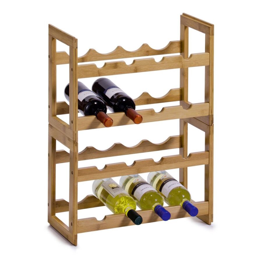 Weinregal für 8 Flaschen, stapelbar, Bambus – Ansicht 3