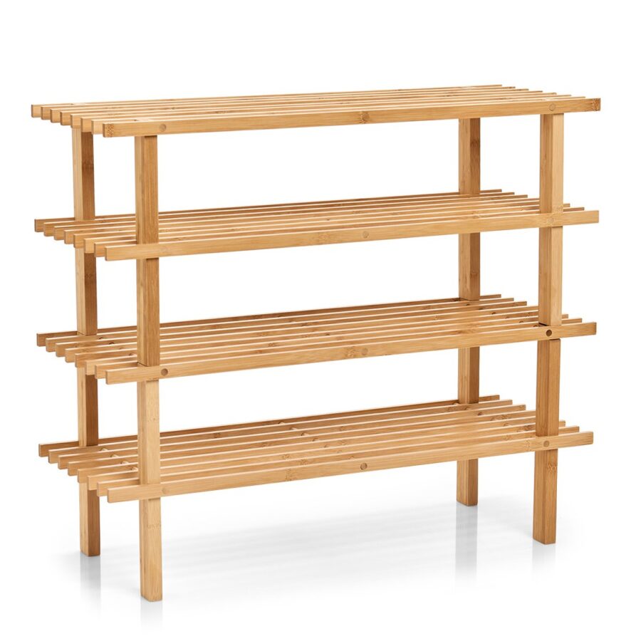 Schuhregal m. 2 Ablagen, Bambus – Ansicht 3