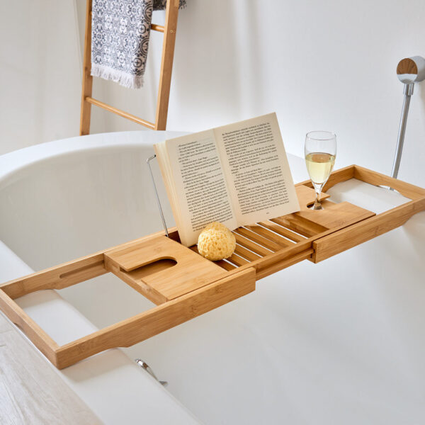 Badewannenablage, Bambus/Metall verchromt – Lifestyle 1