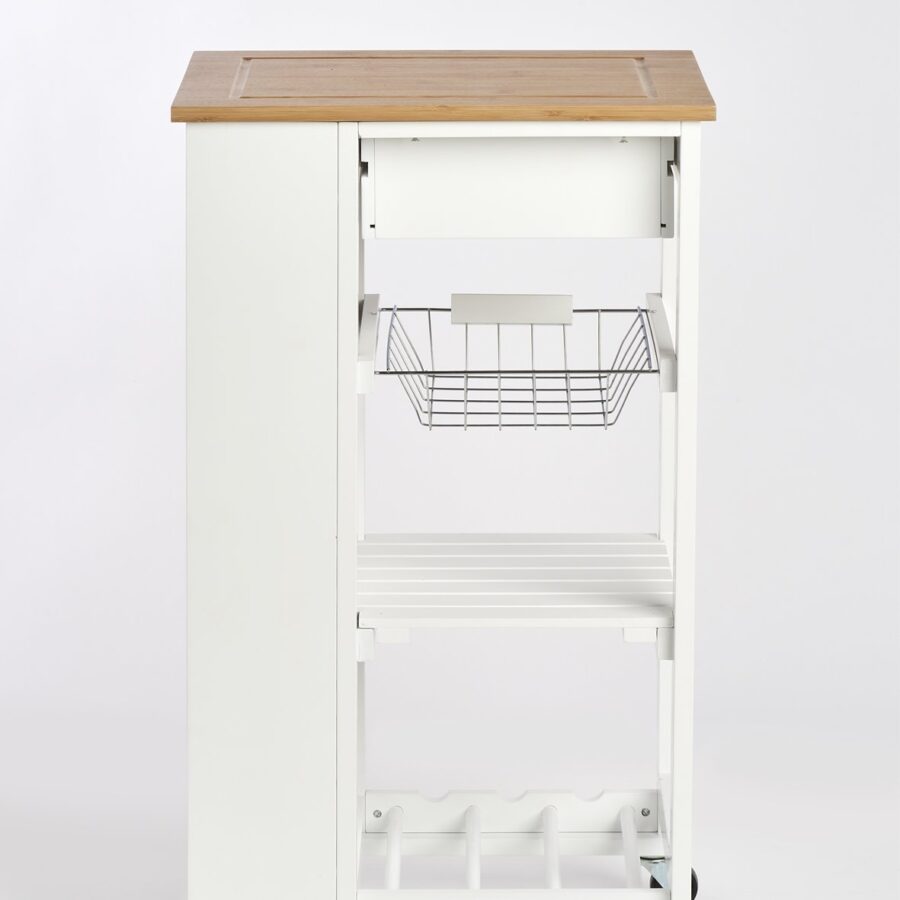 Küchenrollwagen, Bambus/MDF/Metall, weiß – Ansicht 9