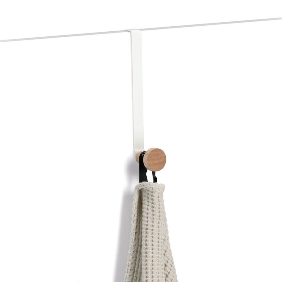 Türhänger-Set, 2-tlg., Metall/Holz, weiß – Ansicht 2