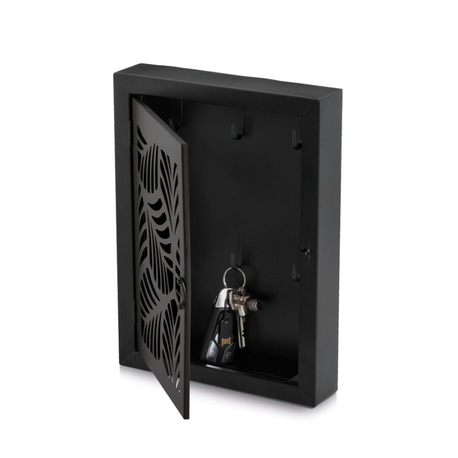 Schlüsselkasten "Leaves", Metall, schwarz – Ansicht 5