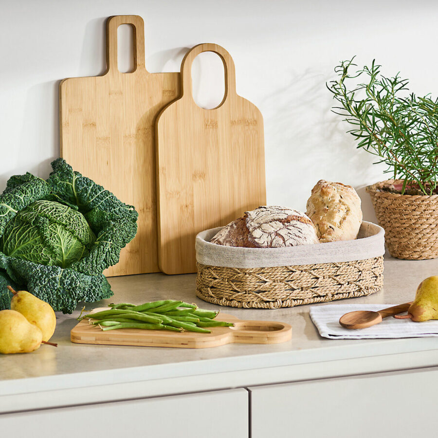 Brotkorb mit Beutel, Papiergeflecht/Baumwolle – Lifestyle 1