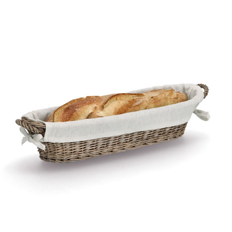 Baguette-Korb mit Beutel, Weide/Canvas – Ansicht 3