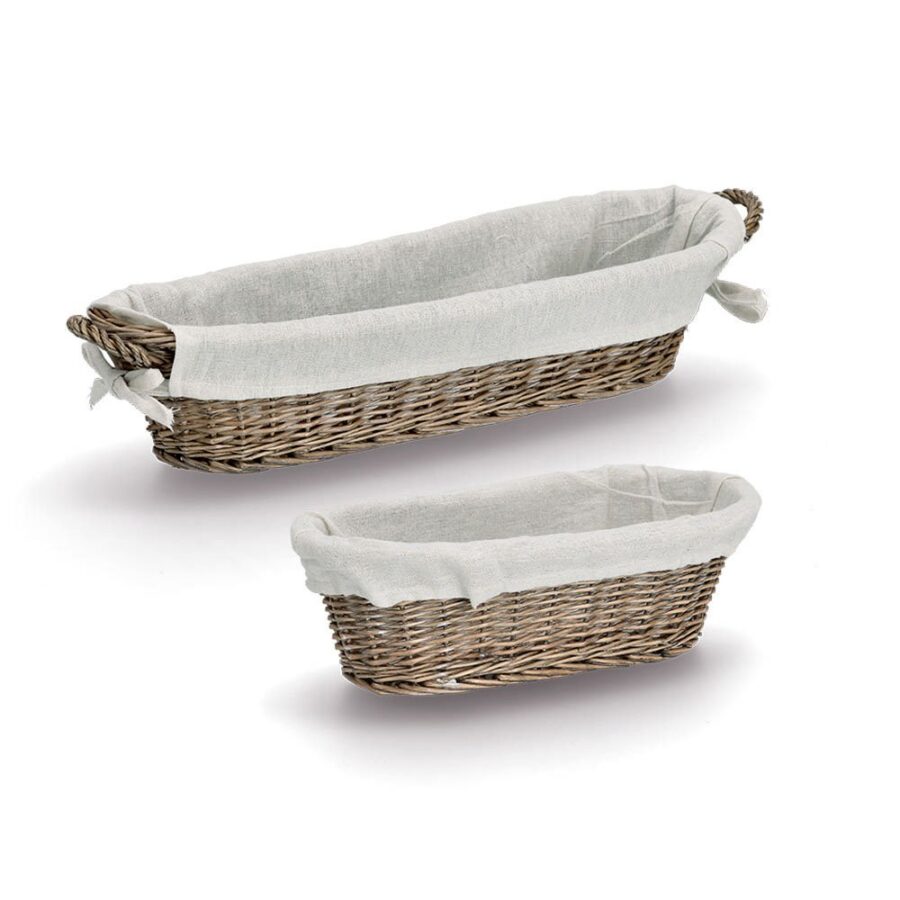 Baguette-Korb mit Beutel, Weide/Canvas – Ansicht 4