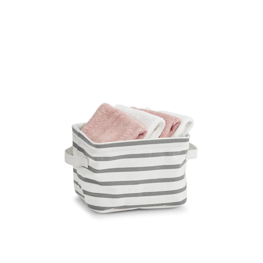 Aufbewahrungskorb "Stripes", Canvas, weiß/grau – Ansicht 2