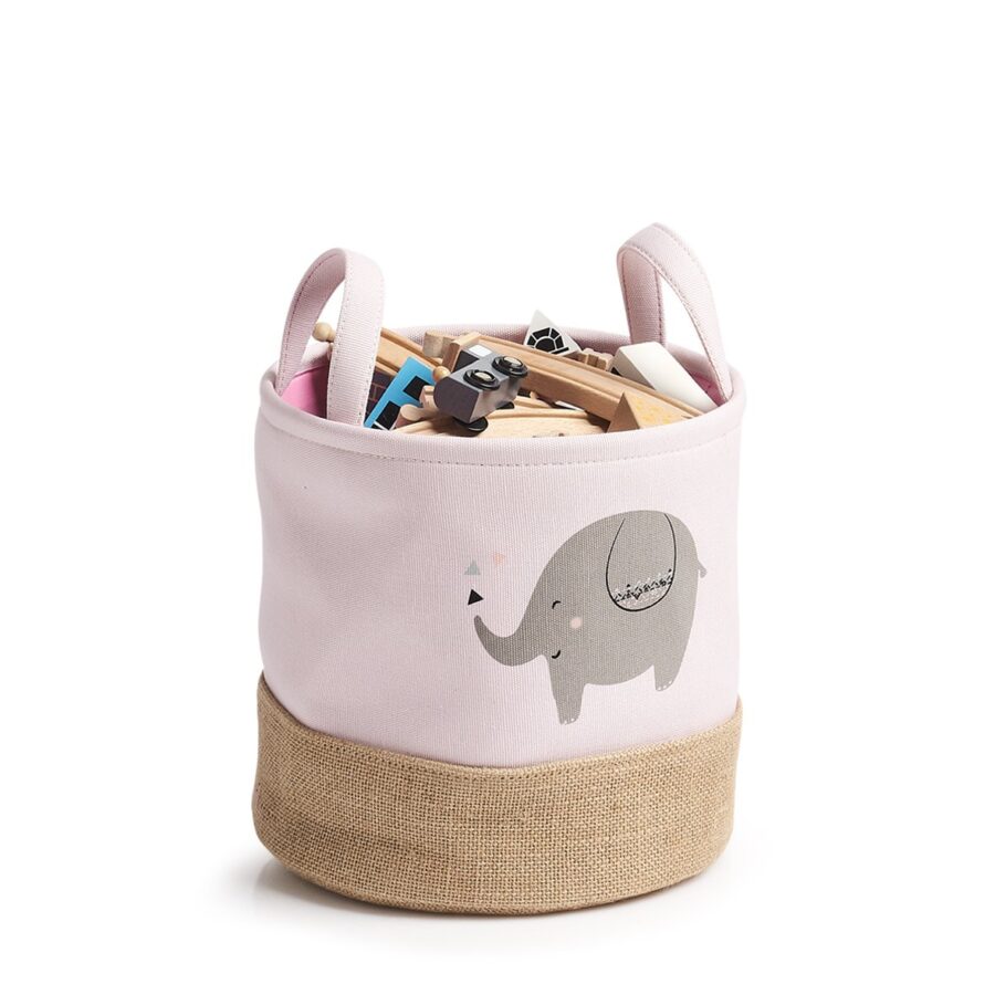 Aufbewahrungskorb "Elefant", Polyester/Jute, rosa – Ansicht 2