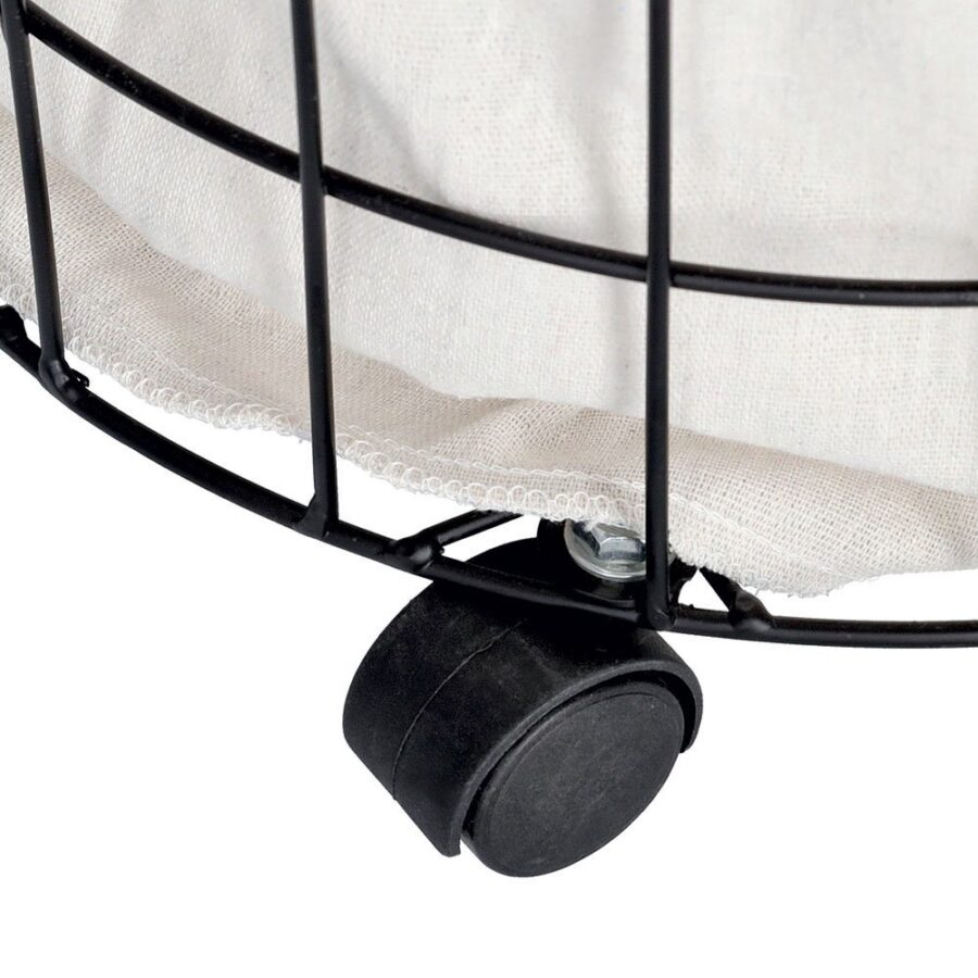 Wäschesammler m. Rollen, Metall/Canvas, schwarz – Ansicht 3